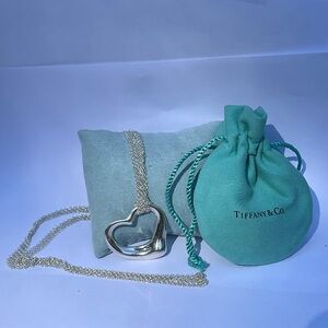 TIFFANY & CO. Elsa Peretti Open Heart Pendant Mesh Necklace - 925 silver + bag